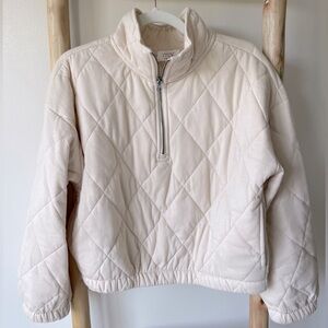 Coze by Pink Rose Cream Quilted Cropped Cozy Fall Jacket Junior L/Women’s XS/S